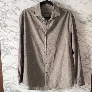 Tasso Elba L Gray Mens Paisley Casual Button Down Shirt